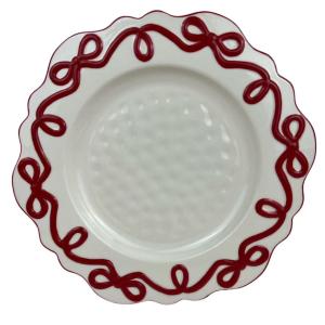 Fancy Customized Wholesale Embossed Bowknot Ceramic Plates Breakfast Tableware Serving Plates Restaurant Dinner Plate