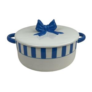 Wholesale Creative Bow Double Handle Casserole Ceramic Soup Pot Household Noodle Bowl With Lid
