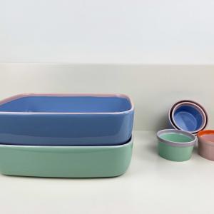 Stackable Eco-Friendly Ceramic Baking Dishes Pans Set Porcelain Ramekin for Cake Pasta