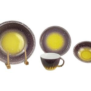 Exquisite Multi-Color Gradient Effect Irregular Reactive Glaze Ceramic Dinnerware Set Elegant Tableware for Home - 副本