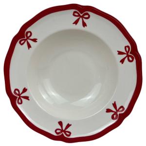 Bowknot Embossed Banquet Wedding Food Serveware Appetizer Porcelain Deep Bowl Ceramic Custom Plates for Restaurant