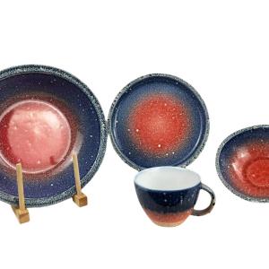 Nordic Blue Restaurant Bulk Ceramic Dishes Plates Porcelain Bowls and Mugs