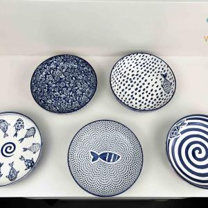 Japanese Customize pad printing Ceramic Serving Plates Porcelain Restaurant Household Tableware