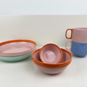 Stackable Wholesale Ceramic Dinner Dish Stoneware Rice Salad Noodles Bowl Soup Plates Porcelain Dinnerware Sets