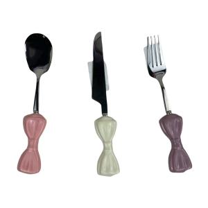 Butterfly Bow Knife Fork Spoon Creative Ceramic Handle 304 Stainless Steel Dessert Cutlery Set