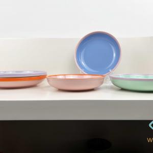 Stackable Ceramic 2-Tone Glaze Color Serving Dinner Set Stoneware Dinnerware Plater Set
