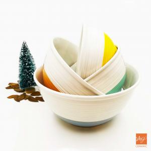 Ceramic stoneware bowl factory colorful mini small medium large 4 pieces bowls set glazed mixing bowl